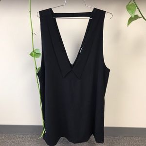 Deep V Collar Black Mini Dress Size Large